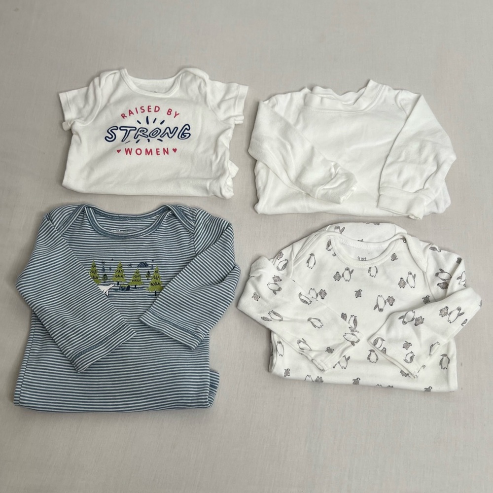 Carter’s Baby 9 Months baby boy bundle Of 4 One Piece 3 Long Sleeves 1 Short
